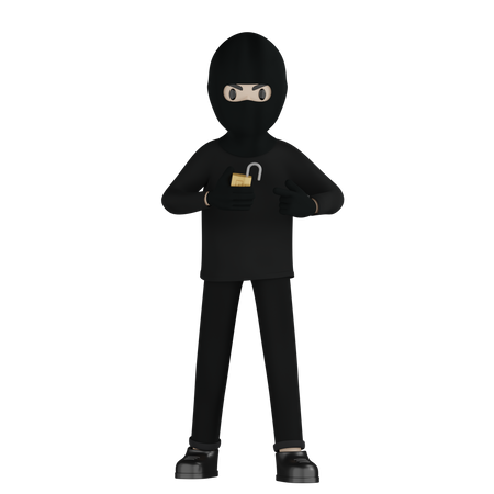 Robber Opening Lock  3D Icon