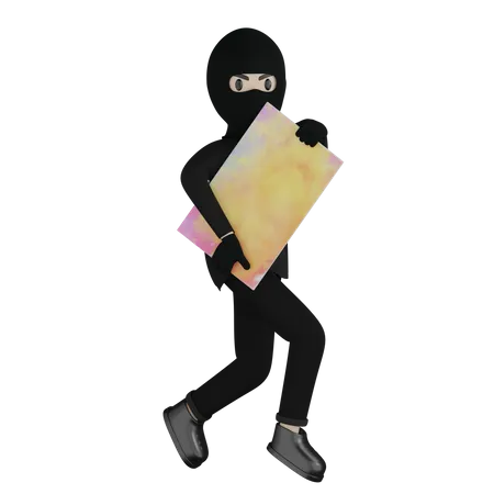 Robber Steal Painting  3D Illustration