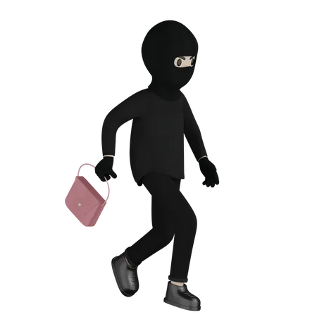 Robber Steal Purse  3D Illustration
