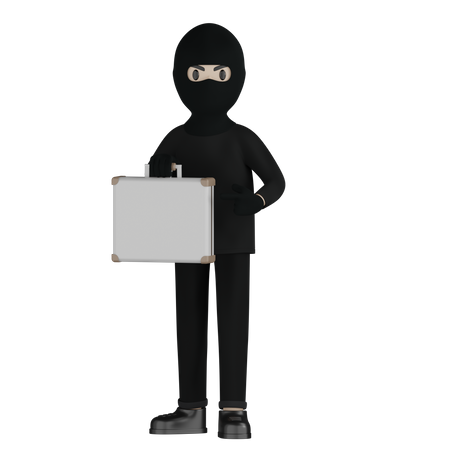 Robber Steal Suitcase 3D Illustration