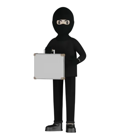Robber Steal Suitcase  3D Illustration
