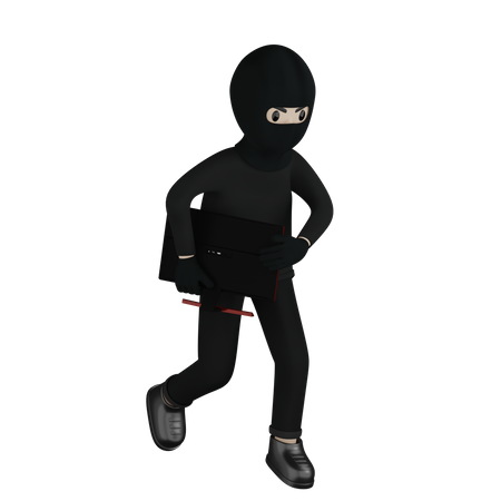 Robber Steal Tv  3D Illustration