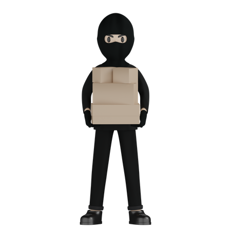 Robber Taking Box  3D Icon