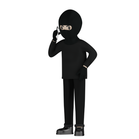 Robber Talking Phone  3D Icon