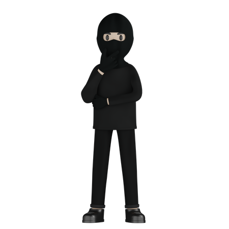 Robber Thinking Something  3D Illustration