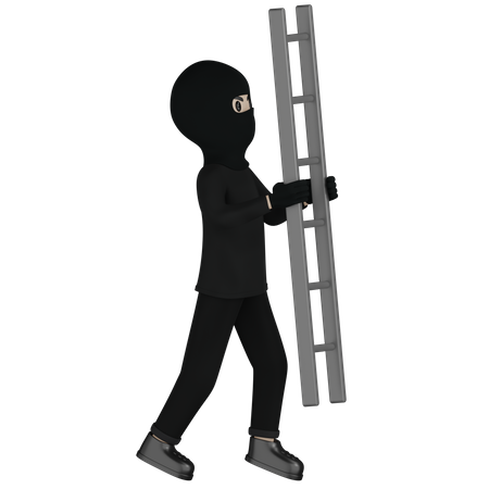 Robber With Ladder  3D Icon