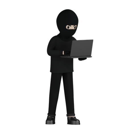 Robber With Laptop  3D Icon