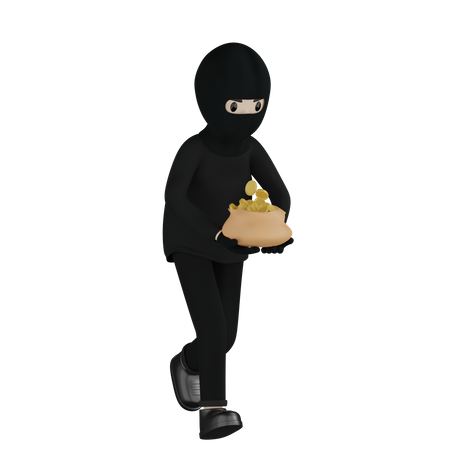 Robber With Robbery  3D Icon