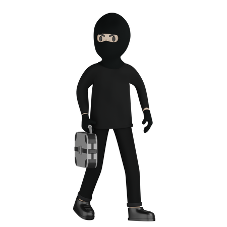Robber With Suitcase  3D Icon