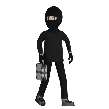 Robber With Suitcase 3D Illustration