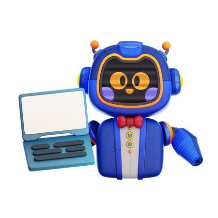 Robô com laptop  3D Icon