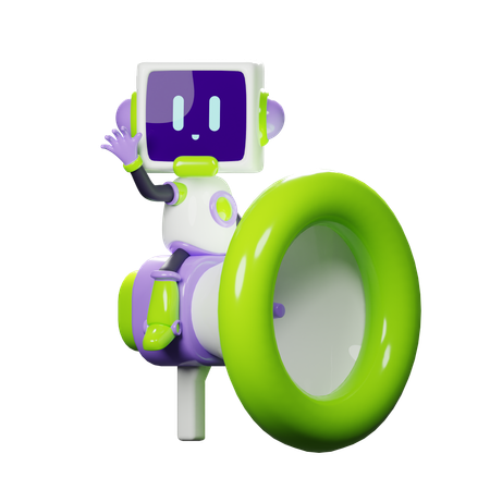 Robô com megafone  3D Illustration
