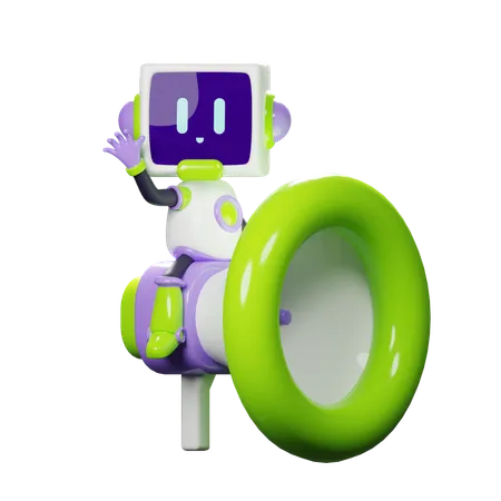 Robô com megafone  3D Illustration
