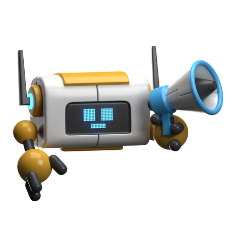 Robô com megafone  3D Illustration