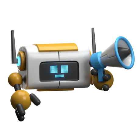 Robô com megafone  3D Illustration