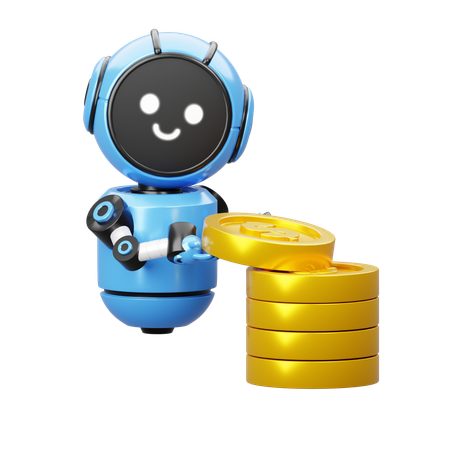 Robô com moeda  3D Icon