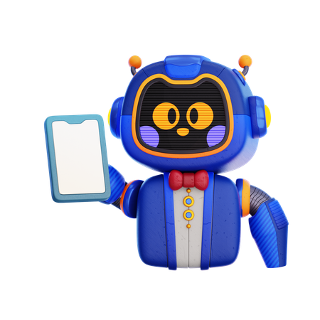 Robô com smartphone  3D Icon