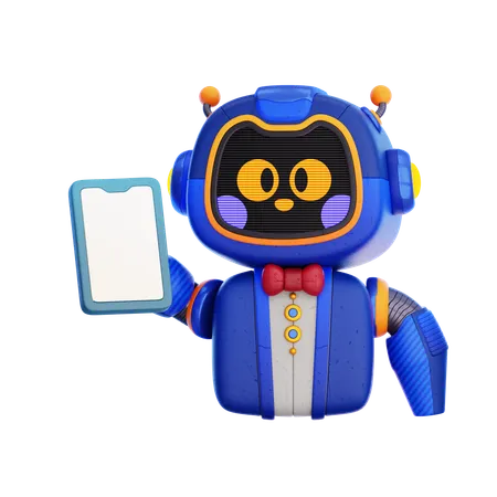 Robô com smartphone  3D Icon