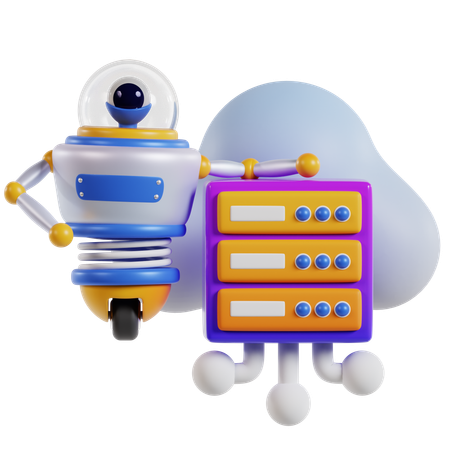 Robô de servidor em nuvem eficiente  3D Icon