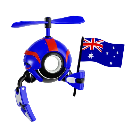 Robô drone segurando bandeira australiana  3D Icon