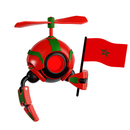 Robô drone segurando bandeira de marrocos  3D Icon