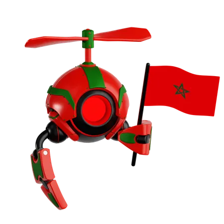 Robô drone segurando bandeira de marrocos  3D Icon