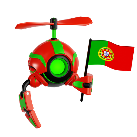 Robô drone segurando bandeira de portugal  3D Icon