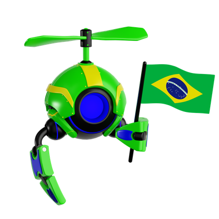 Robô drone segurando bandeira do brasil  3D Icon