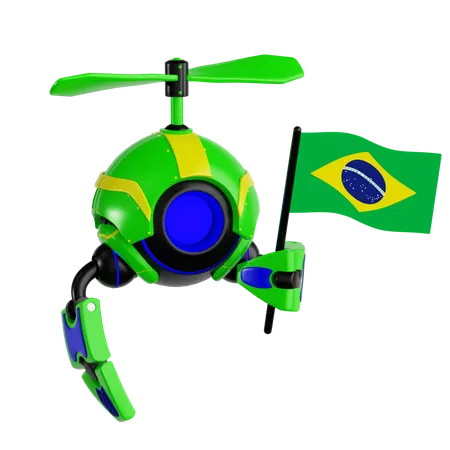 Robô drone segurando bandeira do brasil  3D Icon