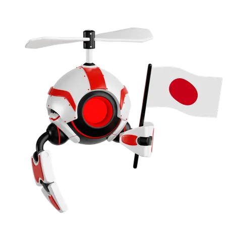 Robô drone segurando bandeira japonesa  3D Icon