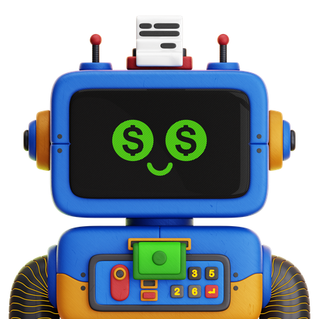 Robô financeiro  3D Icon