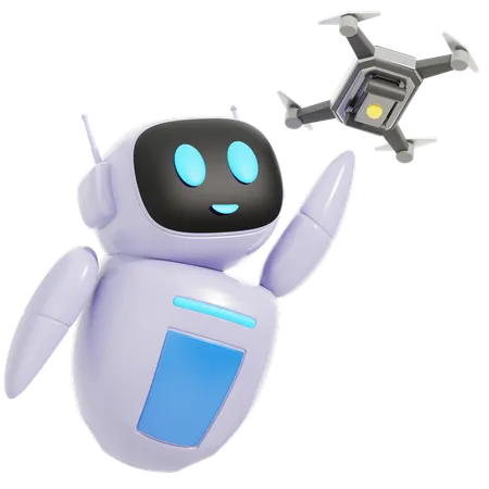 Robô inteligente com drone  3D Icon