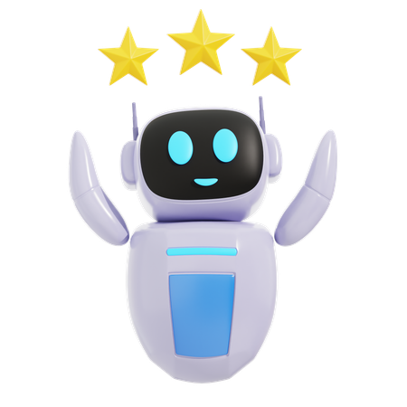 Robô Inteligente Com Três Estrelas  3D Icon