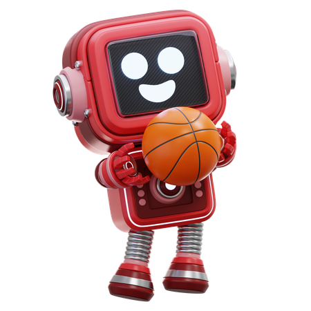 Robô jogando basquete  3D Illustration