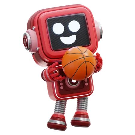 Robô jogando basquete  3D Illustration