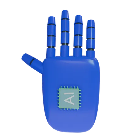 Mão Robô HandUp Azul  3D Icon