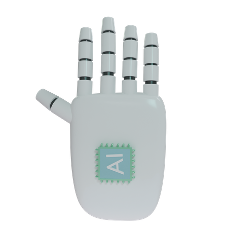 Mão Robô HandUp Branco  3D Icon