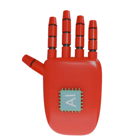 Mão Robô HandUp Vermelho  3D Icon