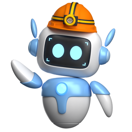 Robô minerador com capacete  3D Illustration