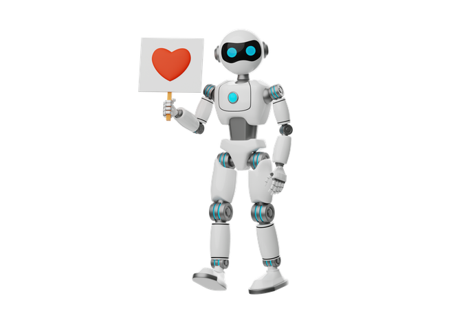 Robô mostrando o símbolo do coração  3D Icon
