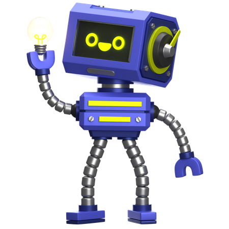 Robô segurando lâmpada  3D Icon