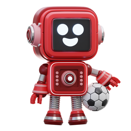 Robô segurando uma bola de futebol  3D Illustration