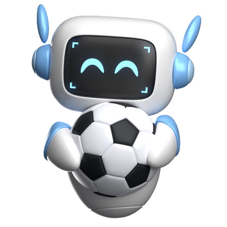 Robô segurando uma bola de futebol  3D Illustration