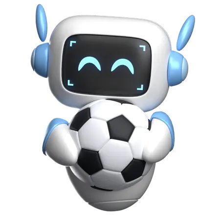 Robô segurando uma bola de futebol  3D Illustration