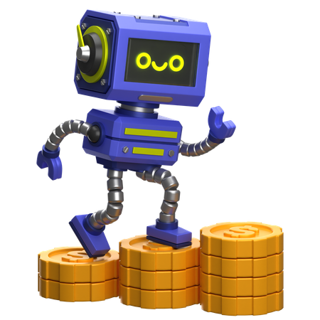 Robô sobe escada de moedas  3D Icon