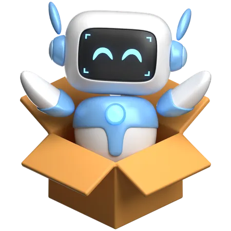 Robot A Box  3D Illustration