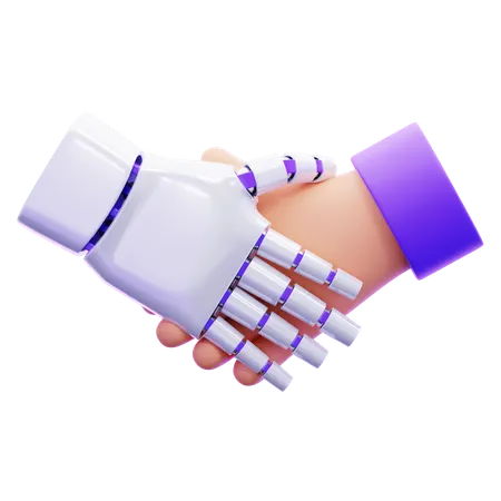 ロボットと人間の握手  3D Icon