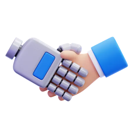 Robot and Human Handshake  3D Icon