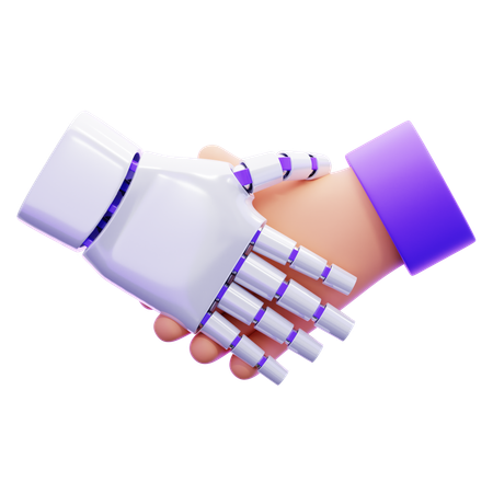 Robot And Human Handshake  3D Icon