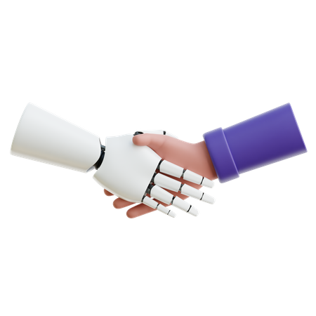 Robot and Human Handshake  3D Icon